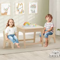 Promotions Vaikiškas stalas su 2 kėdėmis, 60x60x49 cm, natūralios spalvos
