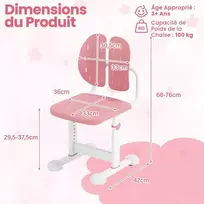 Promotions Vaikiškas rašomasis stalas su kėdė, 42x36x67,5-75,5 cm, rožinė