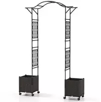 Promotions Sodo arka su 2 savaiminio laistymo vazonais, 207x40x250 cm, juoda