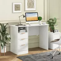 Promotions Biuro Stalas, 3 stalčiai su įkrovimo stotele, Baltas