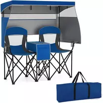Promotions Dvivietė paplūdimio kėdė, 163x72x153 cm, tamsiai mėlyna