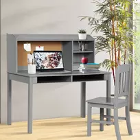 Promotions Vaikiškas rašomasis stalas su kėdute ir smeigtukų lenta, 111,5x61x110,5 cm, pilkas
