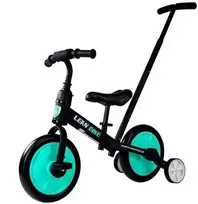 Balansinis triratis dviratukas su pedalais 3in1, juodas/mėtinis
