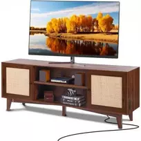 TV staliukas Vevor Rataninė TV spintelė 191cm, bohemiškas stilius, riešuto spalva