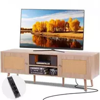 TV staliukas Vevor Rataninė TV spintelė 65 colių televizoriui, ąžuolo spalva