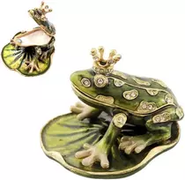 SIAM FASHION JEWELRY CO., LTD. Emaliuota metalinė dėžutė su kristalais „Varlė“ – papuošalams, dovana