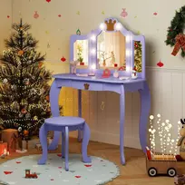 Promotions Vaikiškas tualetinis staliukas, 3 dalių sulankstomas veidrodis, reguliuojamas ryškumas, violetinis