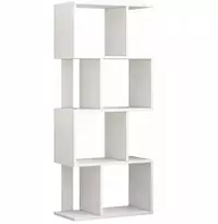 Muvu Atvira stovinti knygų spinta, balta lentyna, spintelė, moderni mansardinė knygų spinta, 140 cm