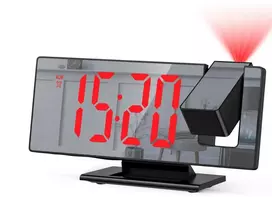 Modernus LED veidrodinis laikrodis su projekcija Happy people M-73