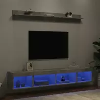 TV staliukas Sieninė TV sekcija su LED, 5 dalių, betono, apdirbta mediena