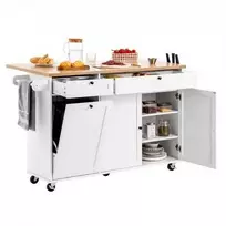 Vevor 153 cm virtuvinis stalas su ratukais ir stalčiumi