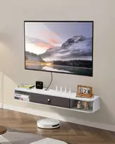 Plaukiojantis TV staliukas 119.4 cm, sieninis pramogų centras su saugykla, moderni plaukiojanti lentyna DVD grotuvui