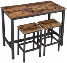 Songmics Baro stalas su kėdėmis, 120x60x90 cm, ruda, juoda