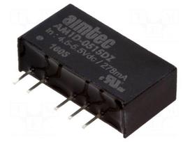 Converter: DC/DC | 1W | Uin: 4.5÷5.5V | Uout: 15VDC | Uout2: -15VDC | SIP7