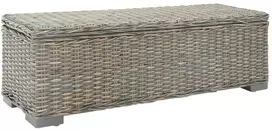 Daiktadėžė, pilka, 110cm, Kubu ratanas ir raudonmedžio masyvas