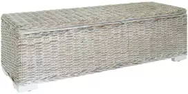 Daiktadėžė, balta, 110cm, Kubu ratanas ir raudonmedžio masyvas