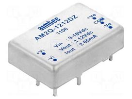 Converter: DC/DC | 2W | Uin: 9÷18V | Uout: 12VDC | Uout2: -12VDC | 1"x0,7"