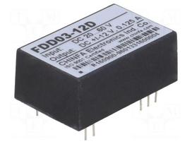 Converter: DC/DC | 3W | Uin: 20÷60V | Uout: 12VDC | Uout2: -12VDC