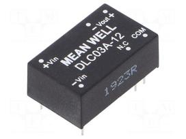 Converter: DC/DC | 3W | Uin: 9÷18V | Uout: 12VDC | Uout2: -12VDC | DIP16