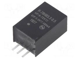 Converter: DC/DC | 1.65W | Uin: 9÷72V | Uout: 3.3VDC | Iout: 500mA | SIP3