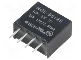 Converter: DC/DC | 1W | Uin: 4.5÷5.5V | Uout: 12VDC | Iout: 84mA | SIP4