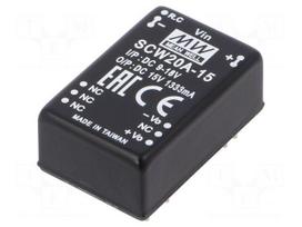 Converter: DC/DC | 20W | Uin: 9÷18V | 15VDC | Iout: 1333mA | DIP24 | 18.5g