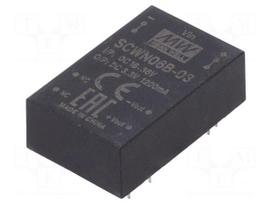 Converter: DC/DC | 6W | Uin: 18÷36V | 3.3VDC | Iout: 1200mA | DIP24 | 12.5g