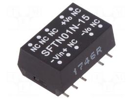 Converter: DC/DC | 1W | Uin: 21.6÷26.4V | 15VDC | Iout: 67mA | SMD | 1.2g