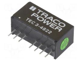 Converter: DC/DC | 3W | Uin: 36÷75V | Uout: 12VDC | Uout2: -12VDC | SIP8