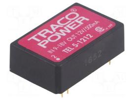 Converter: DC/DC | 5W | Uin: 9÷18V | Uout: 12VDC | Iout: 500mA | DIP24