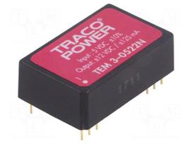 Converter: DC/DC | 3W | Uin: 4.5÷5.5V | Uout: 12VDC | Uout2: -12VDC