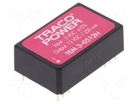 Converter: DC/DC | 3W | Uin: 4.5÷5.5V | Uout: 12VDC | Iout: 250mA | DIP24