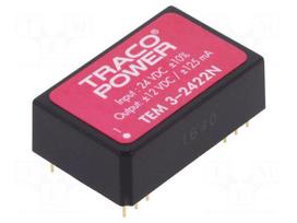 Converter: DC/DC | 3W | Uin: 21.6÷26.4V | Uout: 12VDC | Uout2: -12VDC