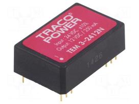 Converter: DC/DC | 3W | Uin: 21.6÷26.4V | Uout: 12VDC | Iout: 250mA