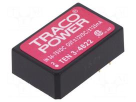 Converter: DC/DC | 3W | Uin: 36÷72V | Uout: 12VDC | Uout2: -12VDC | DIP24