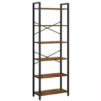 Songmics Knygų lentyna, 66x30x186 cm, ruda ir juoda