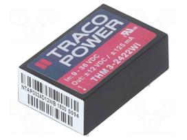 Converter: DC/DC | 3W | Uin: 9÷36V | Uout: 12VDC | Uout2: -12VDC | DIP24