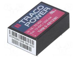 Converter: DC/DC | 3W | Uin: 18÷75V | 12VDC | Iout: 250mA | DIP24 | 14g