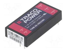 Converter: DC/DC | 30W | Uin: 18÷75V | Uout: 12VDC | Uout2: -12VDC | 2"x1"