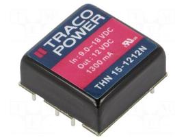 Converter: DC/DC | 15W | Uin: 9÷18V | 12VDC | Iout: 1.3A | 1"x1" | 16.6g