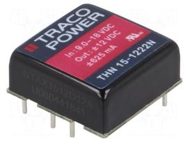 Converter: DC/DC | 15W | Uin: 9÷18V | Uout: 12VDC | Uout2: -12VDC | 1"x1"