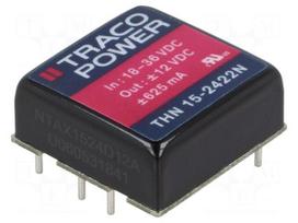 Converter: DC/DC | 15W | Uin: 18÷36V | Uout: 12VDC | Uout2: -12VDC | 1"x1"