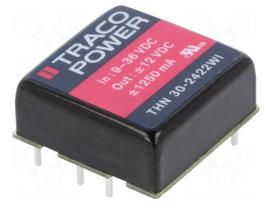 Converter: DC/DC | 30W | Uin: 9÷36V | Uout: 12VDC | Uout2: -12VDC | 1"x1"