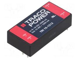 Converter: DC/DC | 15W | Uin: 9÷18V | Uout: 15VDC | Iout: 1A | 2"x1" | 30g