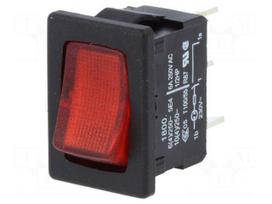 ROCKER | SPST | Pos: 2 | ON-OFF | 10A/250VAC | red | IP40 | LED | 100mΩ