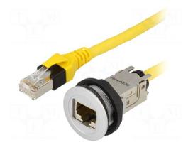 RJ45 socket | 22mm | har-port | -25÷70°C | Ø22.3mm | IP20 | Len: 0.2m