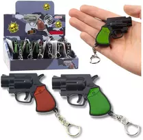 Lean Toys Raktų pakabukas mini pistoletas su LED ir lazeriu 6.5 cm