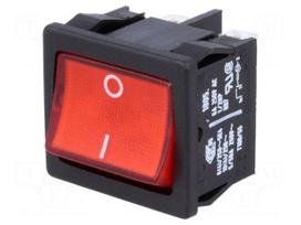 ROCKER | DPST | Pos: 2 | OFF-ON | 10A/250VAC | red | IP40 | 100mΩ | -20÷100°C