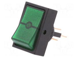 ROCKER | SPST | Pos: 2 | OFF-ON | 30A/12VDC | green | neon lamp | 50mΩ