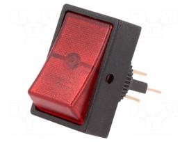 ROCKER | SPST | Pos: 2 | OFF-ON | 30A/12VDC | red | neon lamp | 50mΩ